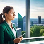 지방재정 전문가 직무별 요구 능력 - **Prompt:** A highly intelligent and professional female municipal finance expert, dressed in smart ...