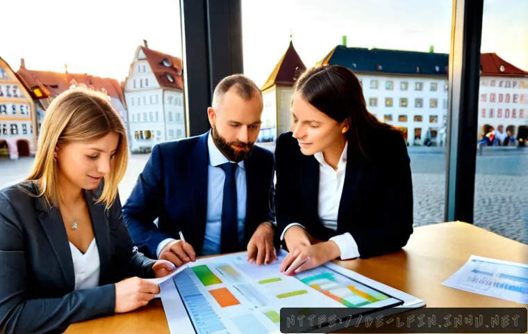 Home 17 지방재정 분야의 주요 트렌드 분석 - Photorealistic municipal finance planning scene in a modern German town hall, diverse public-sector ...